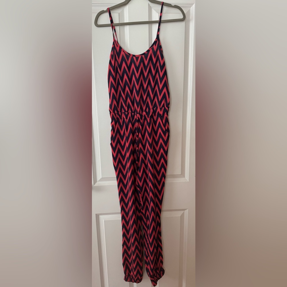 Pink and Navy Jumpsuit with Spaghetti Straps